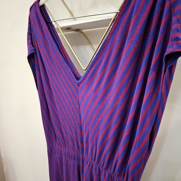 Mossimo Hi Lo Chevron Stripe V Neck Cap Sleeve Dress Purple Pink Size Medium - Picture 3 of 8